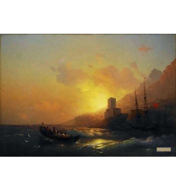 Sunset Over The Great Lavra Mount Athos 1846