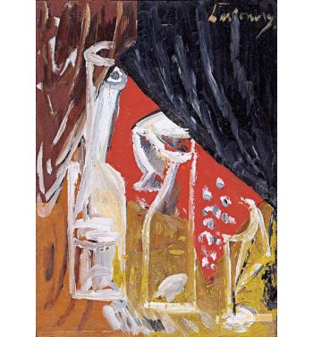 Still Life with Carafe and Curtains