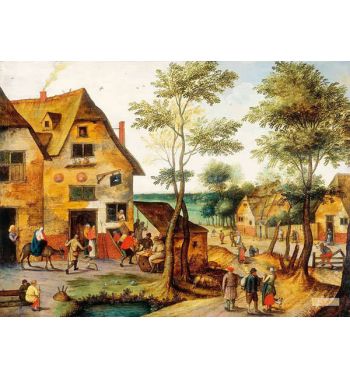 Village Landscape With The Virgin Mary And St Joseph