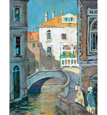 Figures Along a Venetian Canal Summer
