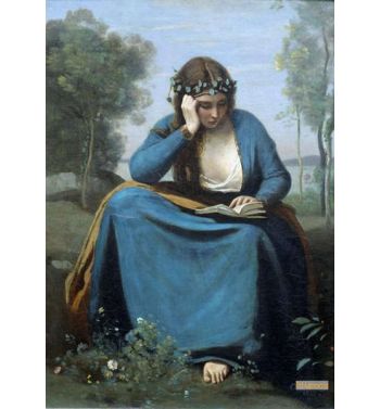 Reader Crowned With Flowers Or The Muse By Virgile