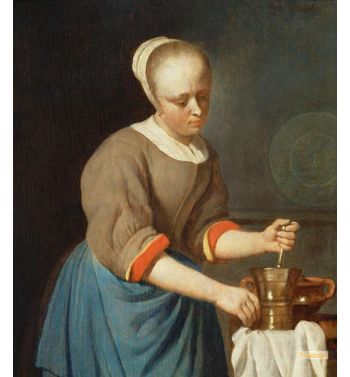 Young Girl With A Pestle And Mortar