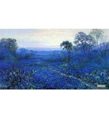 Bluebonnet Landscape With Catci Road And Mountain Laurel