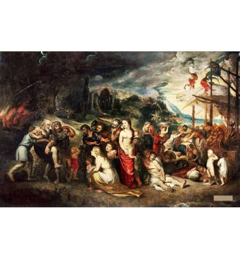 Aeneas And His Family Departing From Troy