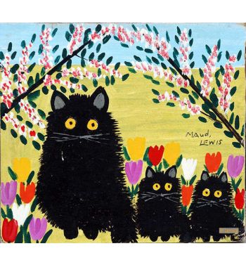 Black Cat, Two Kittens