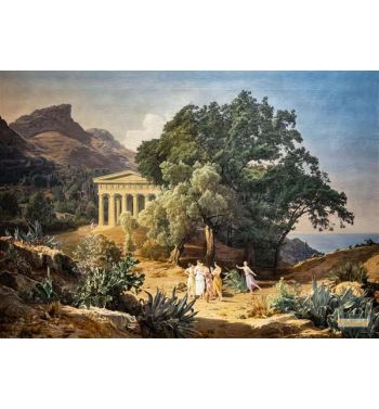 A Doric Tmeple With Castelmola And Taormina In The Background