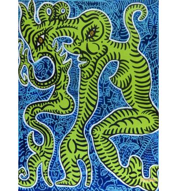 Green Monster With Double Incarnation Blue Background, 1995