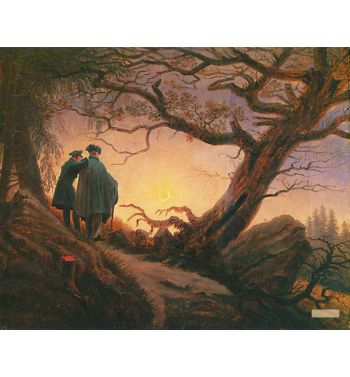 Two Men Contemplating The Moon