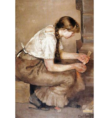 Girl Kindling A Stove