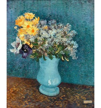 Vase With Lilac Margerites And Anemones