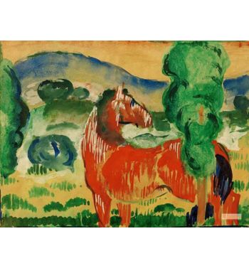 Red Horse In Colored Landscape