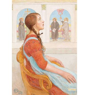 Woman In A Long Red Dress Clutches A Precious Book