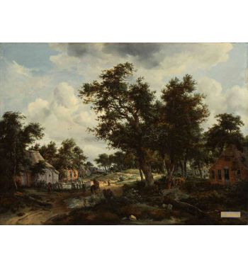 Travelers On A Path Through A Hamlet