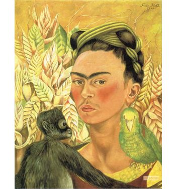 Self Portrait With Monkey And Parrot