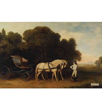 Phaeton With A Pair Of Cream Ponies And A Stable-Lad