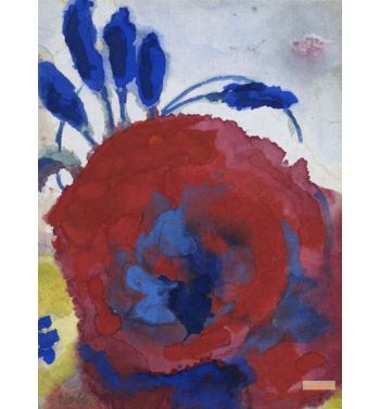 Red Poppy With Blue