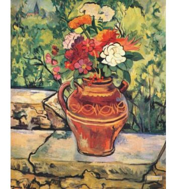 A Vase Of Flowers On Low Wall 1920