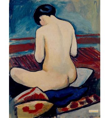 Sitting Nude With Pillow