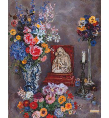 Still Life With Flowers And A Madonna Statuette, C, 1930