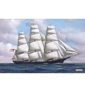 The American Clipper Shipflying Cloud At Sea Under Full