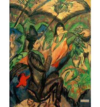 Couple Under Japanese Umbrella