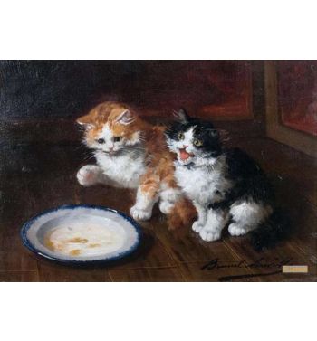 Two Kittens With Saucer Of Milk