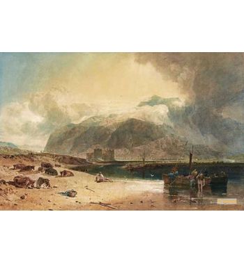 Kilchern Castle With The Cruchan Ben Mountains Scotland Noon