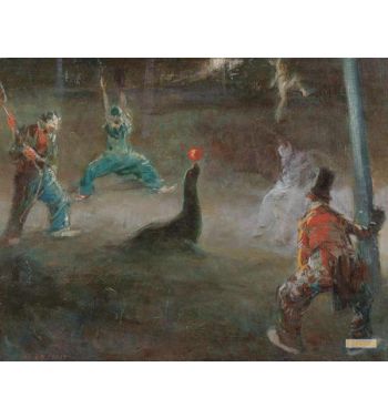 Clowns Playing Ball with Seal