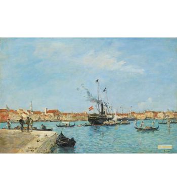 Venise Le Grand Canal Vapeurs Et Gondoles