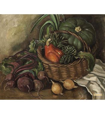 Still Life With Onions Beetroot And Artichoke