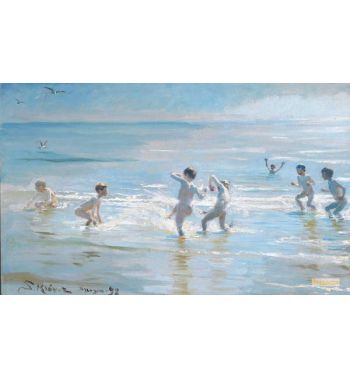 A Group Of Boys Out In The Solglitrende Water
