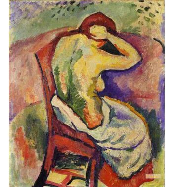 Naked Woman Sitting Back 1907
