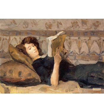 Girl Reading On A Sofa