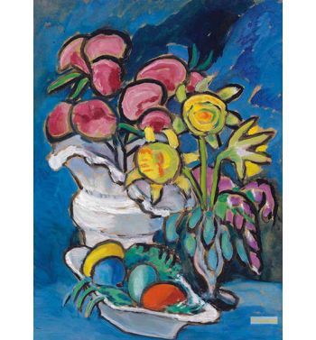 Still Life With Flowers And Easter Eggs