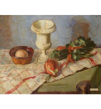 Still Life Of A Vase And Vegetables