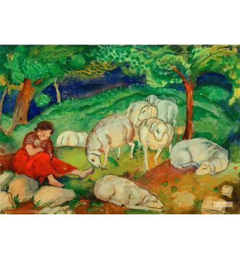 Shepherdess With Sheep