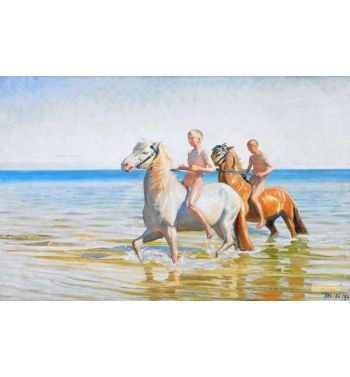 Drenge Ride Heste Til Vands Skagen 1900