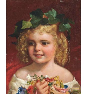 A Child Holding A Posy Ivy In Her Hair