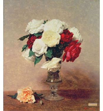Roses In A Vase With Stem