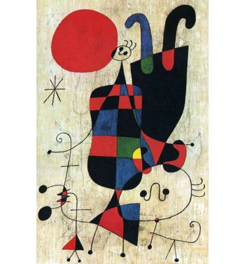 Figures And Dog In Front Of The Sun