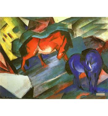 Red And Blue Horses