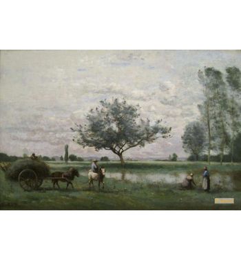 Hay Cart Along A River