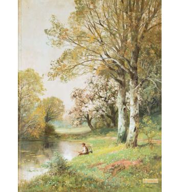 River Landscape with Angling Man