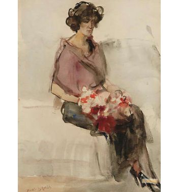 Seated Woman With Bouquet Of Flowers In Bern