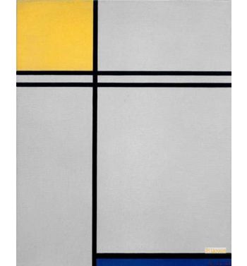 Composition With Yellow, Blue And Double Line