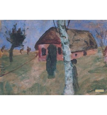 Red House With Birch