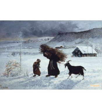 Village Poverty Ornans A Peasant And Her Daughter Bring Brea