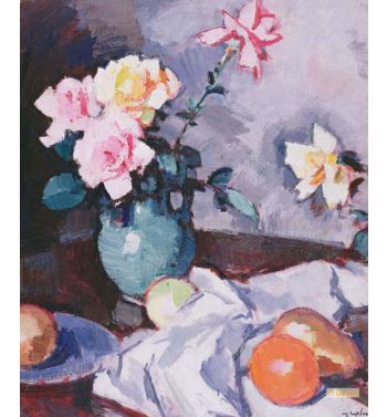 Pink Roses In A Green Jug, c1926