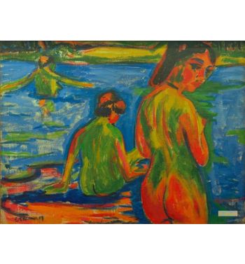 Girl Bathing In The Lake