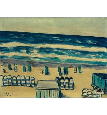 Blue Sea With Beach Chairs